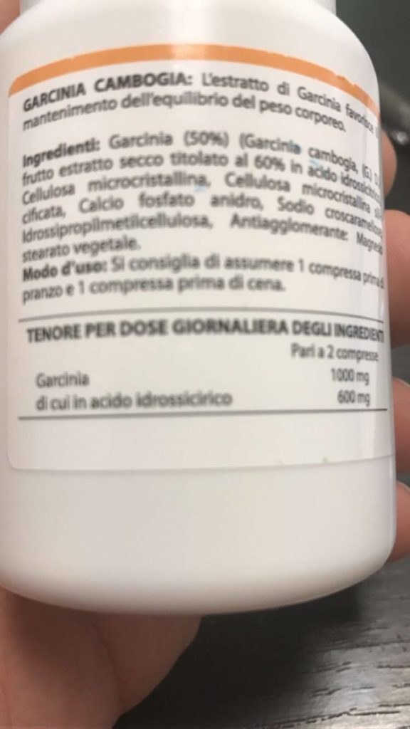 etichetta reale ingredienti garcinia cambogia NIL vera etichetta garcinia cambogia nil