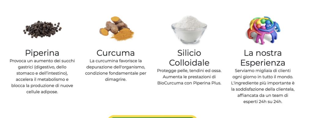 Ingredienti Curcuma 4x1 Kilokalo